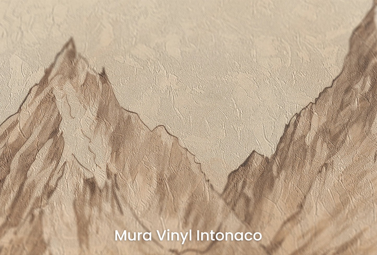 Zbliżenie na artystyczną fototapetę o nazwie Sepia Mountain Range na podłożu Mura Vinyl Intonaco - struktura tartego tynku.