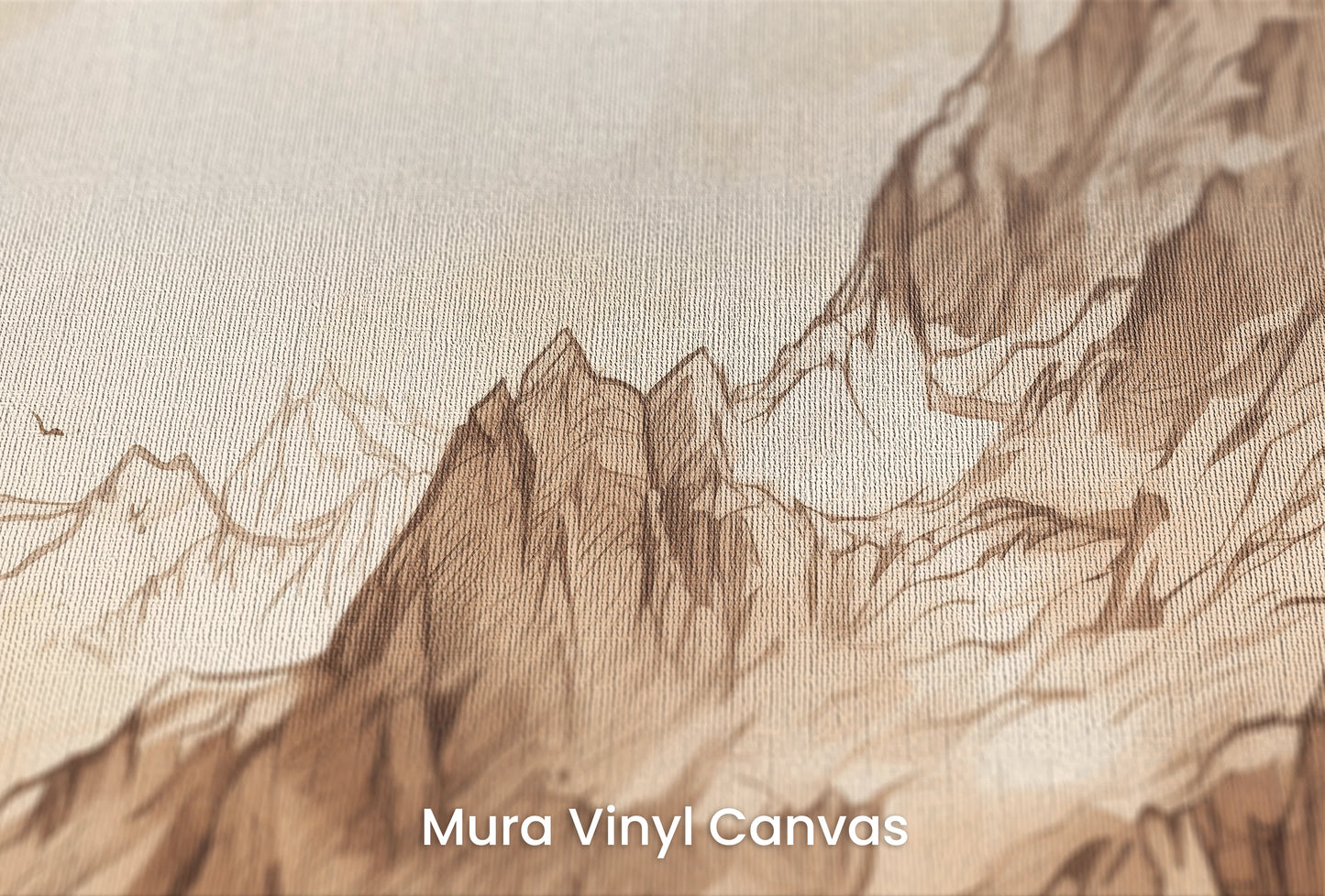 Zbliżenie na artystyczną fototapetę o nazwie Timeless Summits na podłożu Mura Vinyl Canvas - faktura naturalnego płótna.