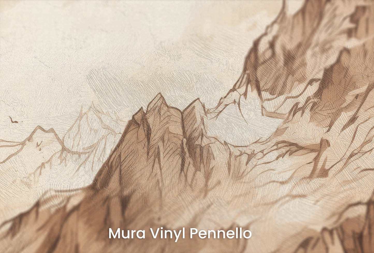 Zbliżenie na artystyczną fototapetę o nazwie Timeless Summits na podłożu Mura Vinyl Pennello - faktura pociągnięć pędzla malarskiego.