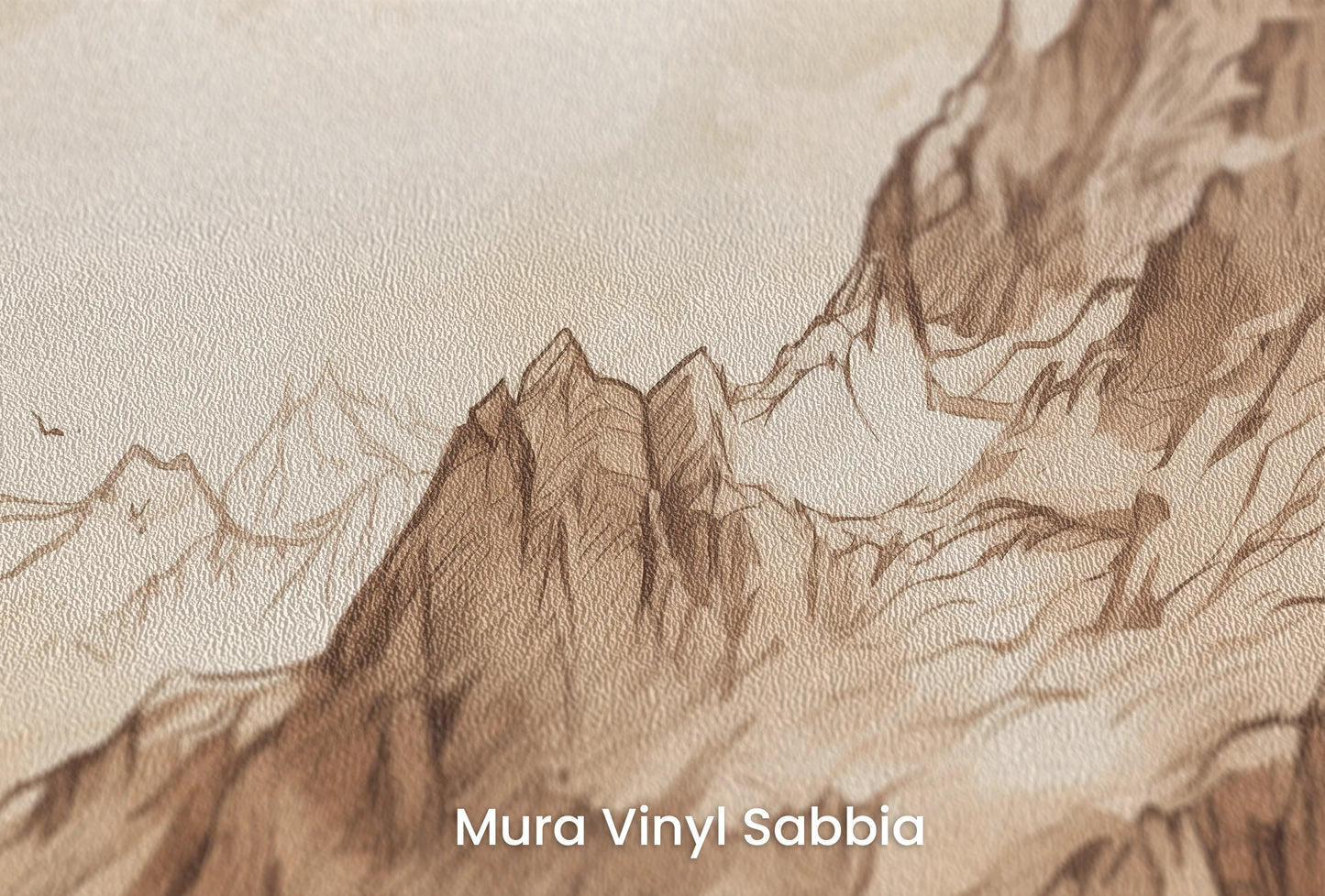 Zbliżenie na artystyczną fototapetę o nazwie Timeless Summits na podłożu Mura Vinyl Sabbia struktura grubego ziarna piasku.