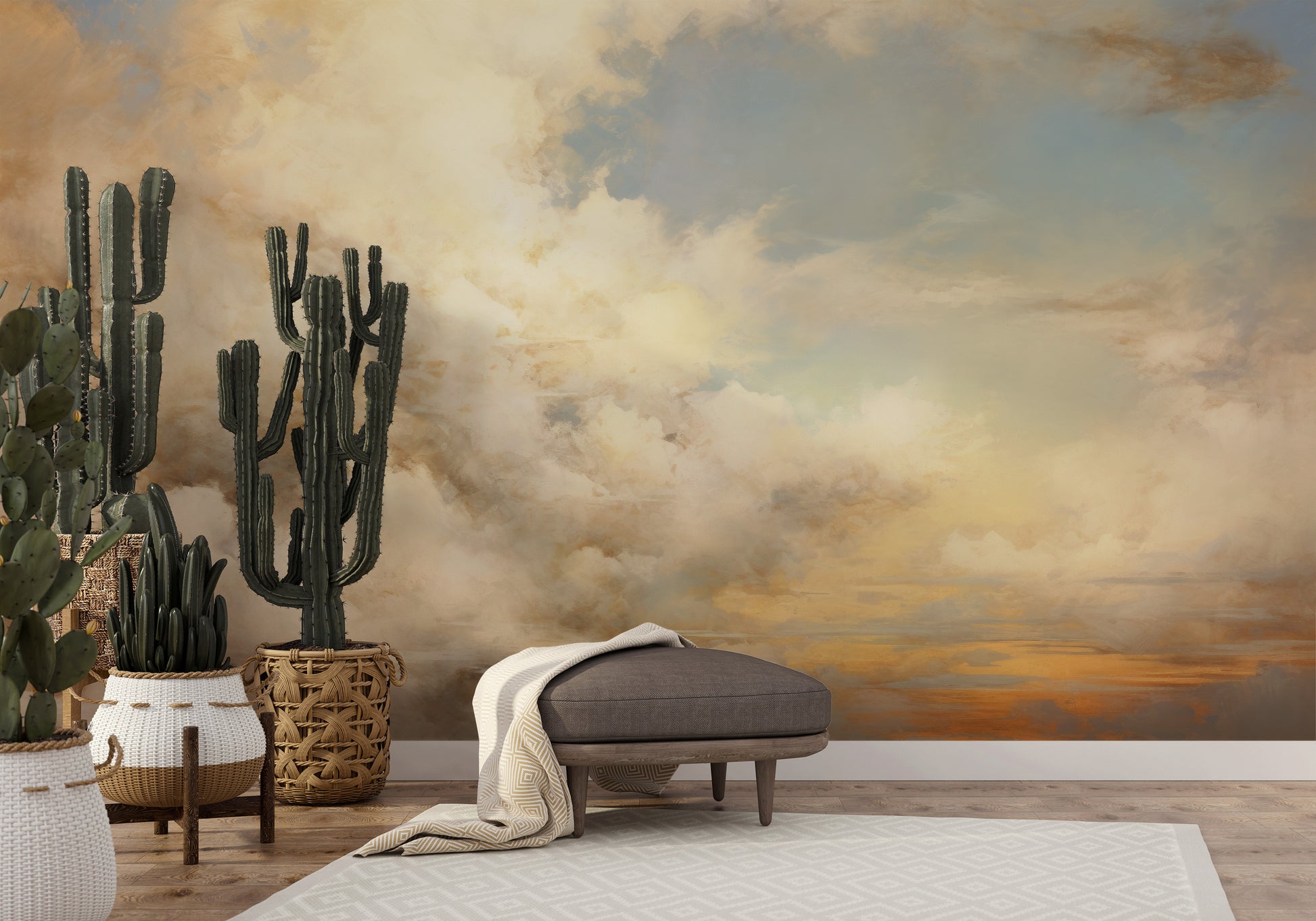 Fototapeta malowana o nazwie ETHEREAL CLOUDSCAPE HORIZON pokazana w aranżacji wnętrza.