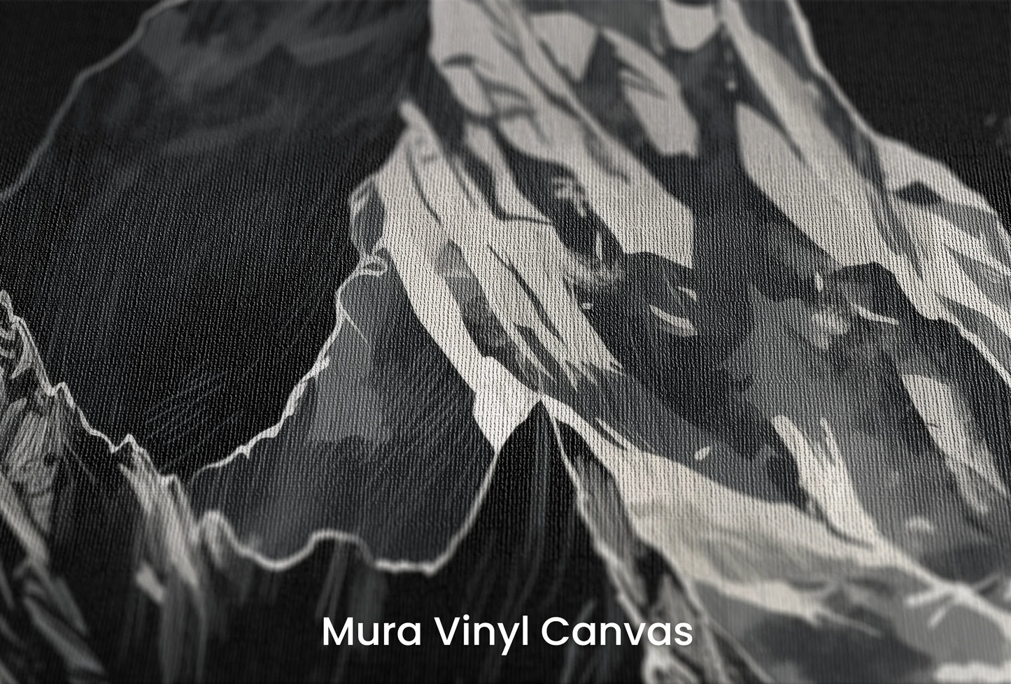 Zbliżenie na artystyczną fototapetę o nazwie Monochromatic Peak na podłożu Mura Vinyl Canvas - faktura naturalnego płótna.