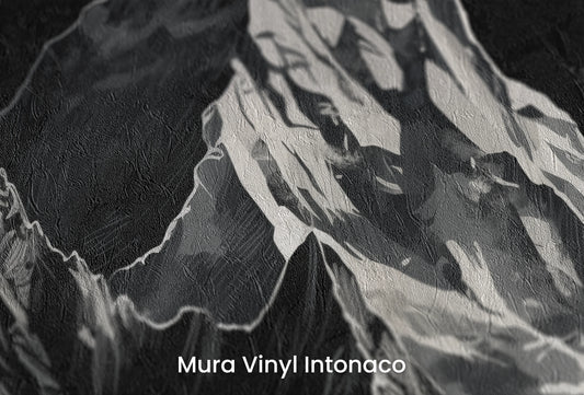 Zbliżenie na artystyczną fototapetę o nazwie Monochromatic Peak na podłożu Mura Vinyl Intonaco - struktura tartego tynku.