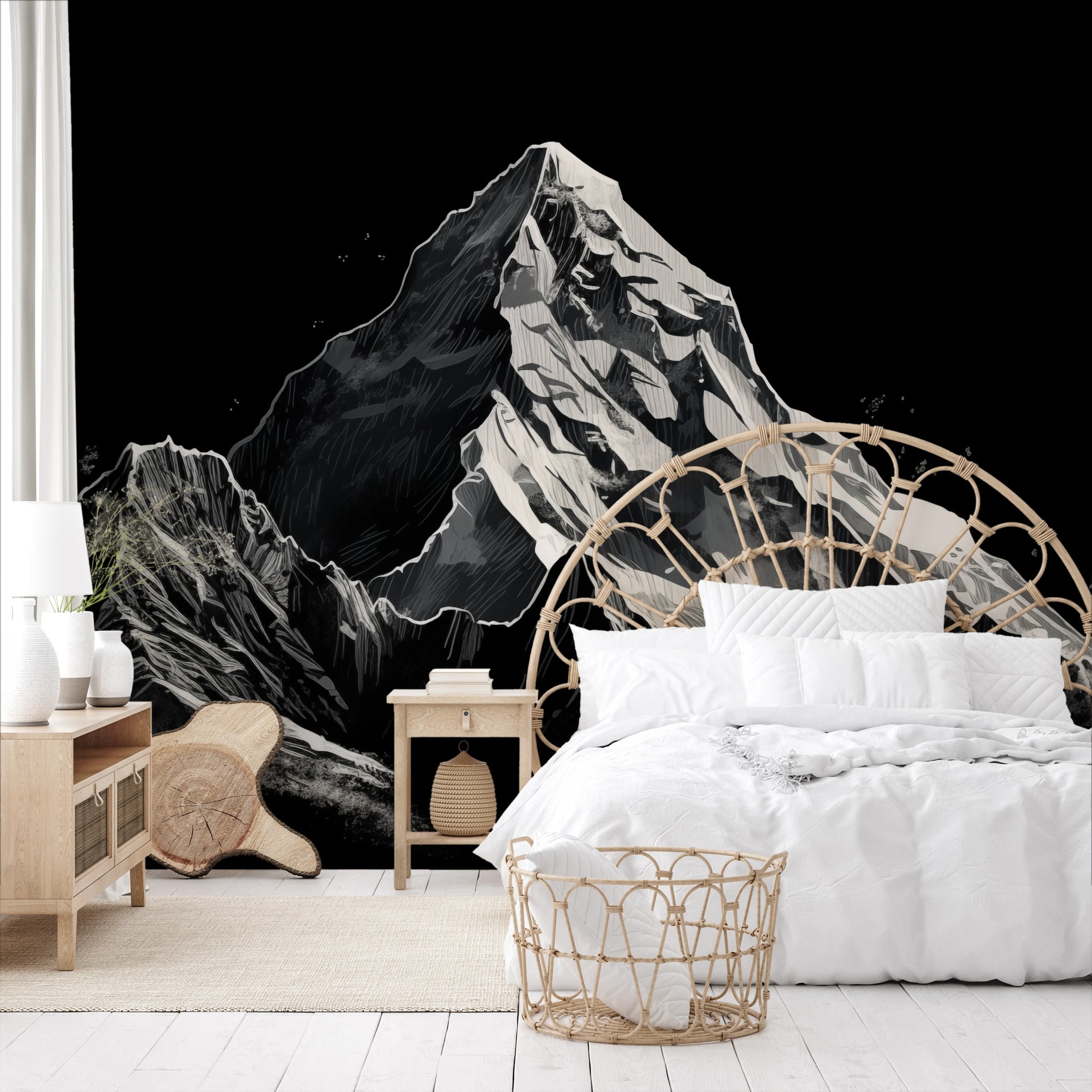 Fototapeta malowana o nazwie Monochromatic Peak pokazana w aranżacji wnętrza.