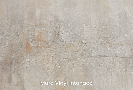 Zbliżenie na artystyczną fototapetę o nazwie Mosaic of Serenity na podłożu Mura Vinyl Intonaco - struktura tartego tynku.