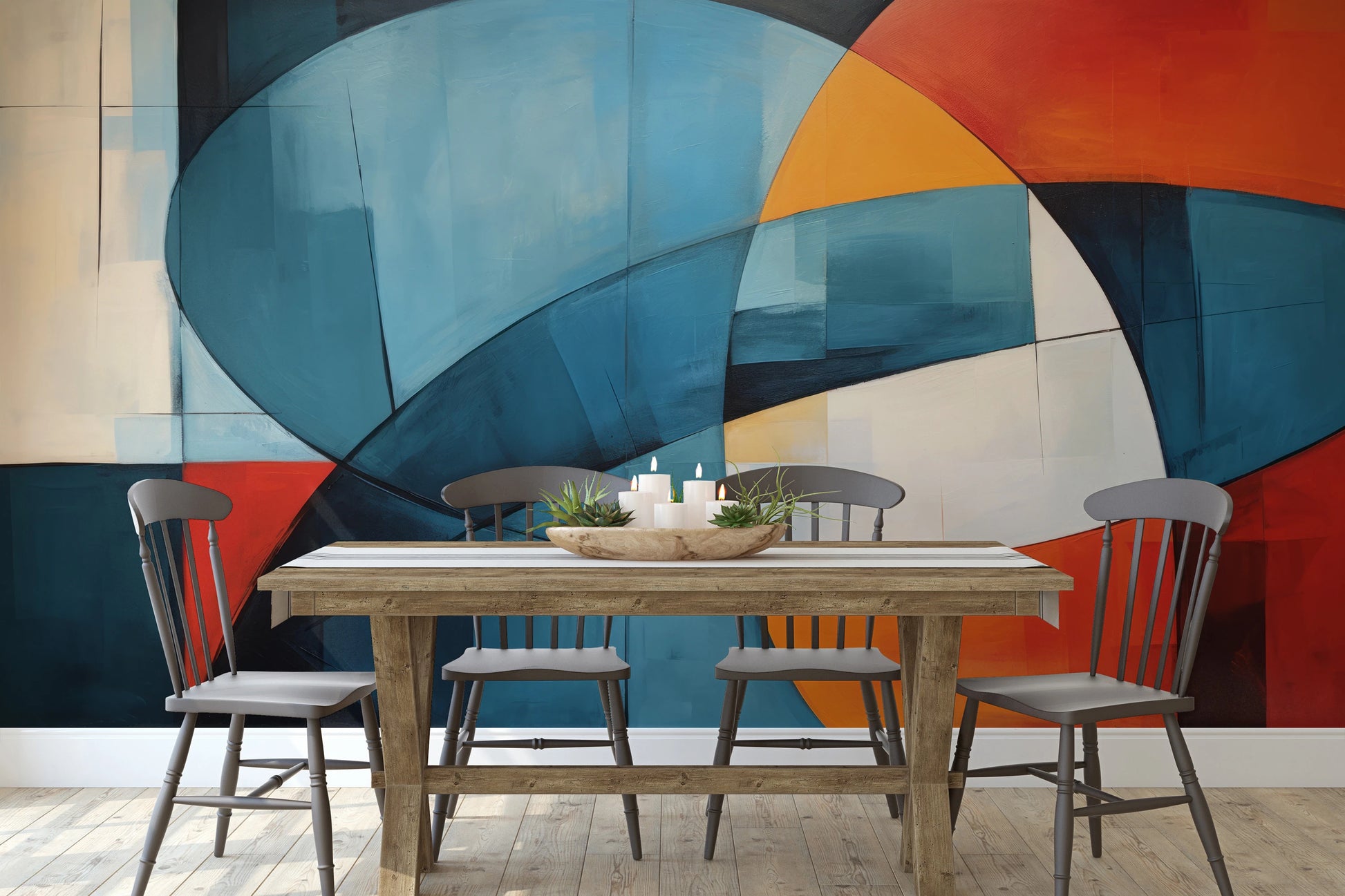 Fototapeta artystyczna o nazwie Colorful Abstraction pokazana w aranżacji wnętrza.