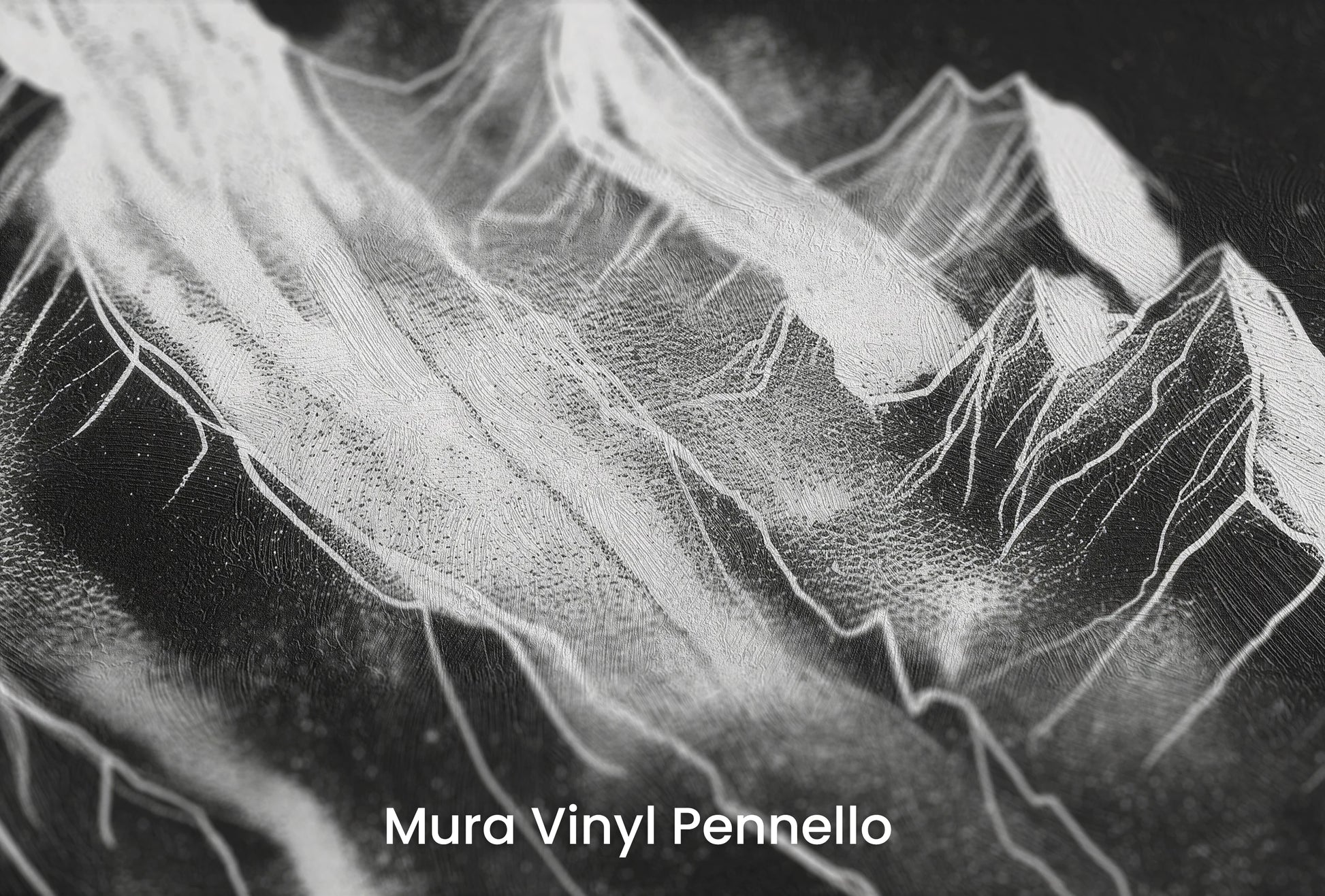 Zbliżenie na artystyczną fototapetę o nazwie Nocturnal Summit na podłożu Mura Vinyl Pennello - faktura pociągnięć pędzla malarskiego.