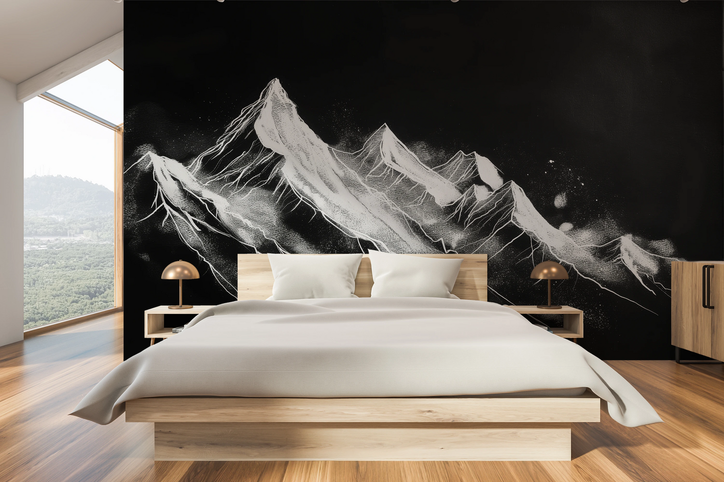 Fototapeta malowana o nazwie Nocturnal Summit pokazana w aranżacji wnętrza.