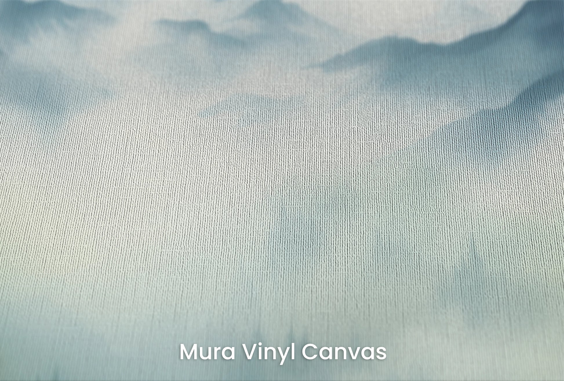 Zbliżenie na artystyczną fototapetę o nazwie Mist-Enshrouded Pines na podłożu Mura Vinyl Canvas - faktura naturalnego płótna.