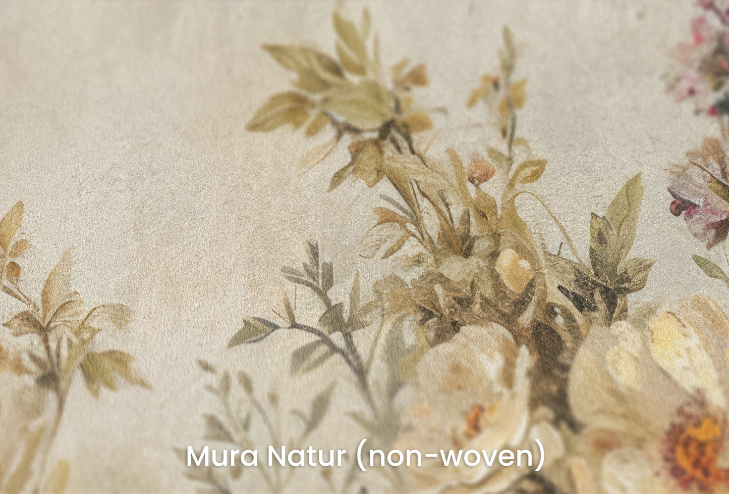 Zbliżenie na artystyczną fototapetę o nazwie Aged Floral Fresco na podłożu Mura Natur (non-woven) - naturalne i ekologiczne podłoże.