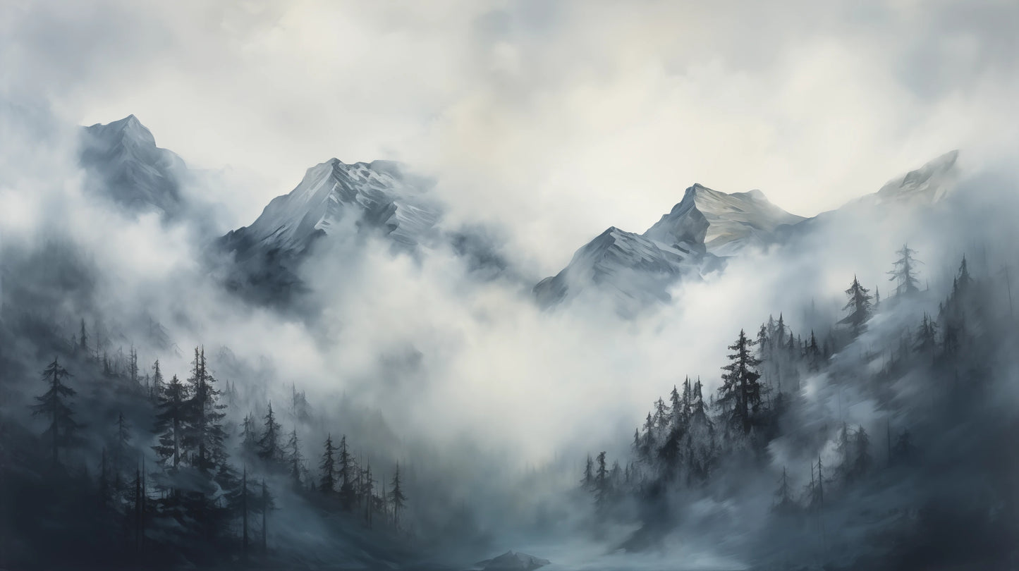 Prezentacja całego wzoru fototapety o nazwie Stormy Mountain Vista