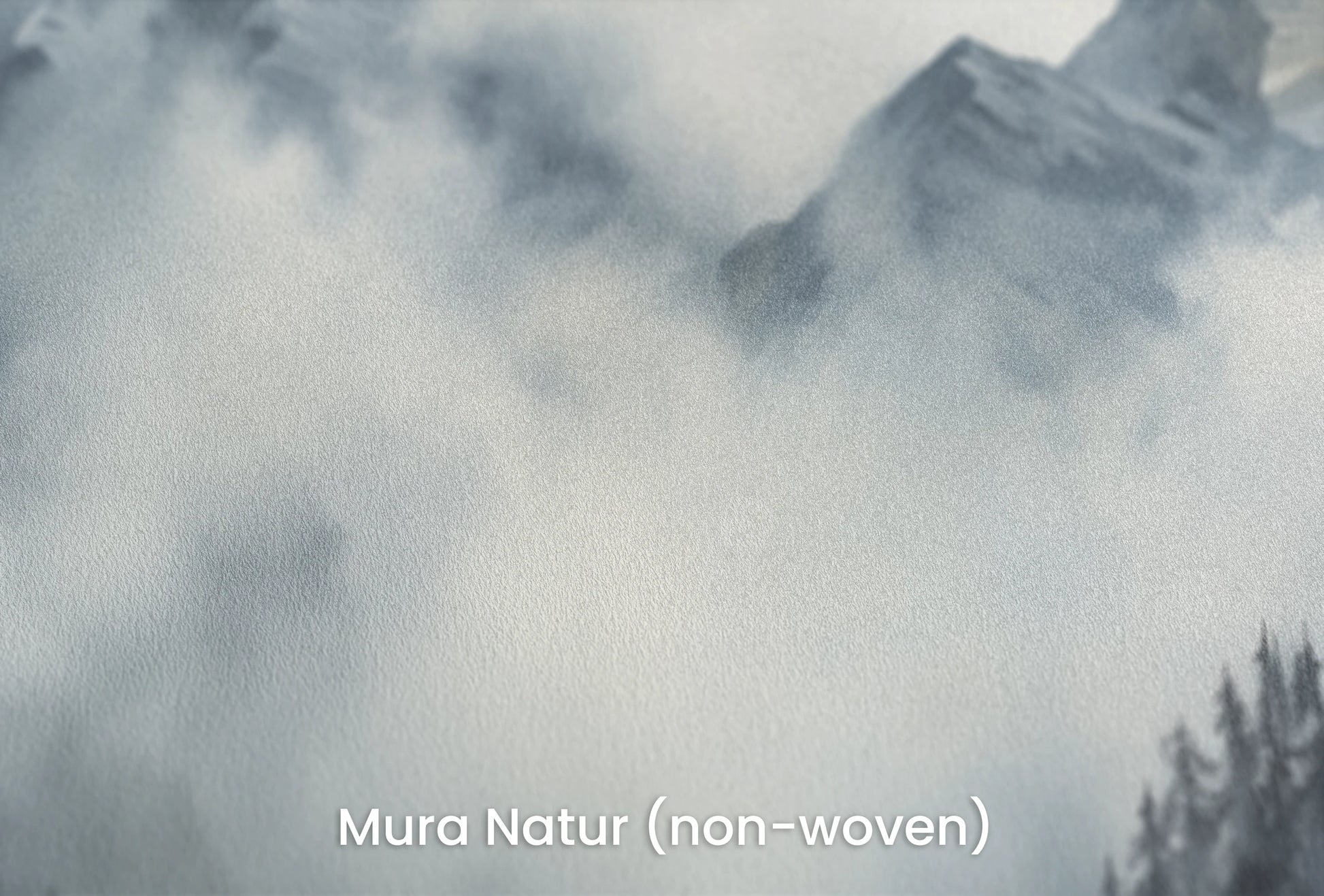 Zbliżenie na artystyczną fototapetę o nazwie Stormy Mountain Vista na podłożu Mura Natur (non-woven) - naturalne i ekologiczne podłoże.