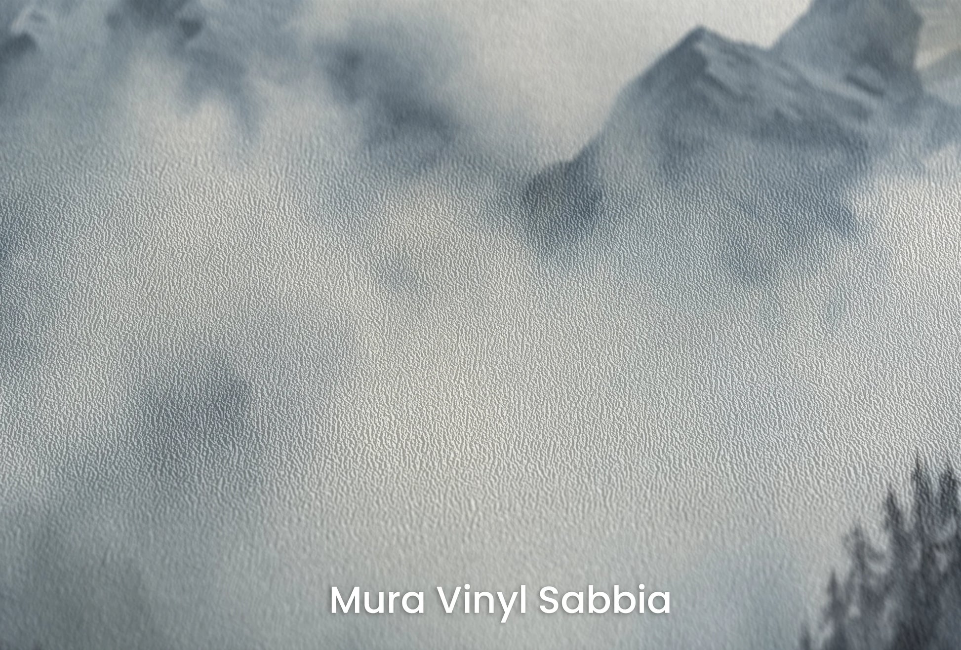 Zbliżenie na artystyczną fototapetę o nazwie Stormy Mountain Vista na podłożu Mura Vinyl Sabbia struktura grubego ziarna piasku.