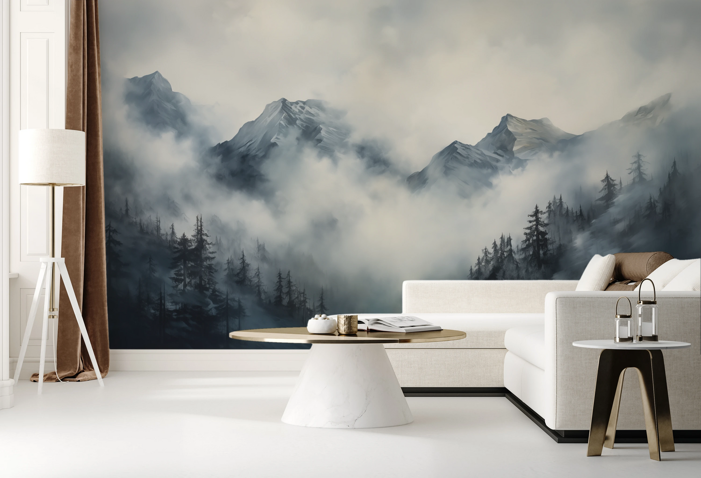 Fototapeta artystyczna o nazwie Stormy Mountain Vista pokazana w aranżacji wnętrza.