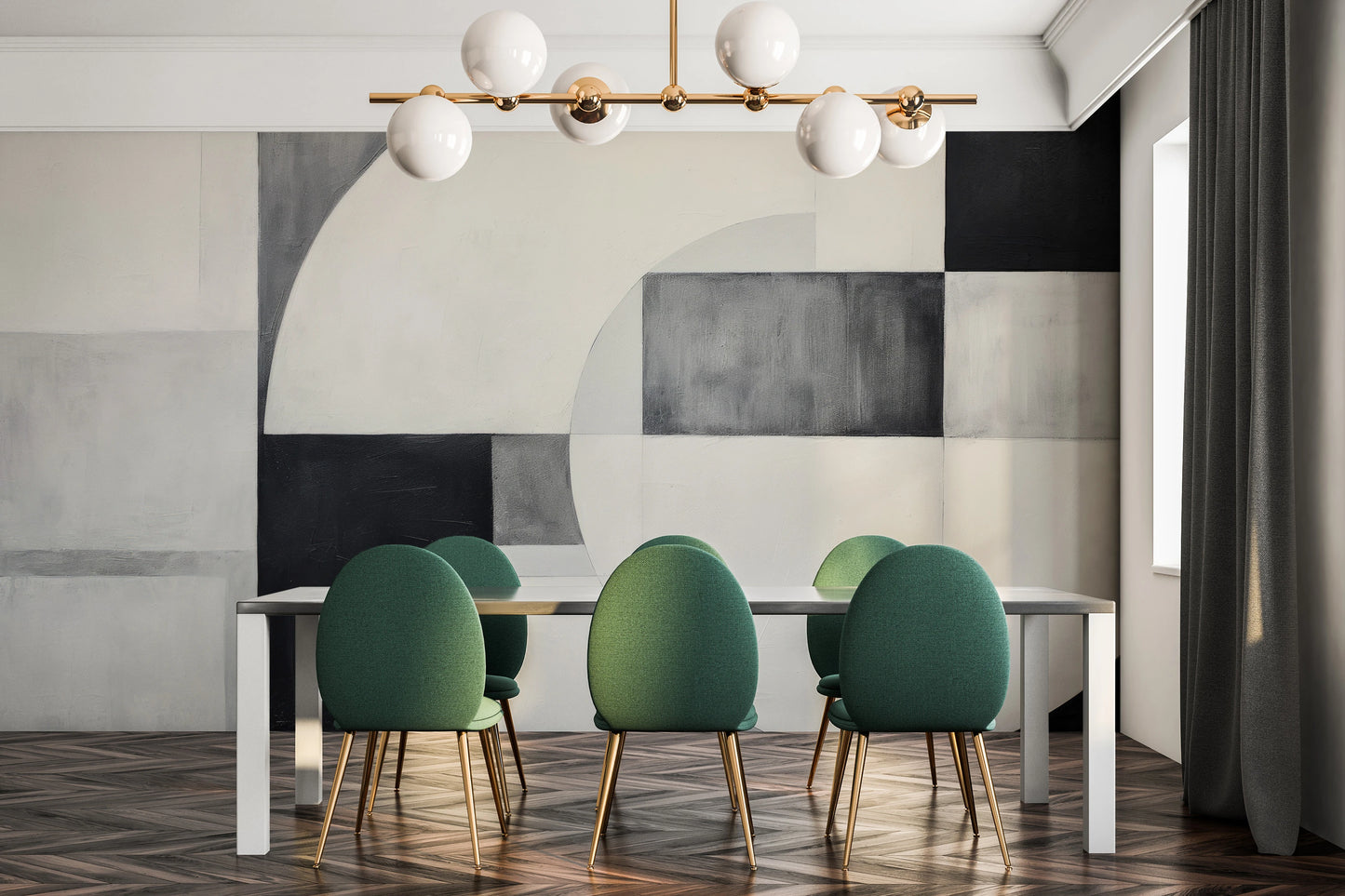 Wzór fototapety o nazwie Minimalist Composition pokazanej w kontekście pomieszczenia.