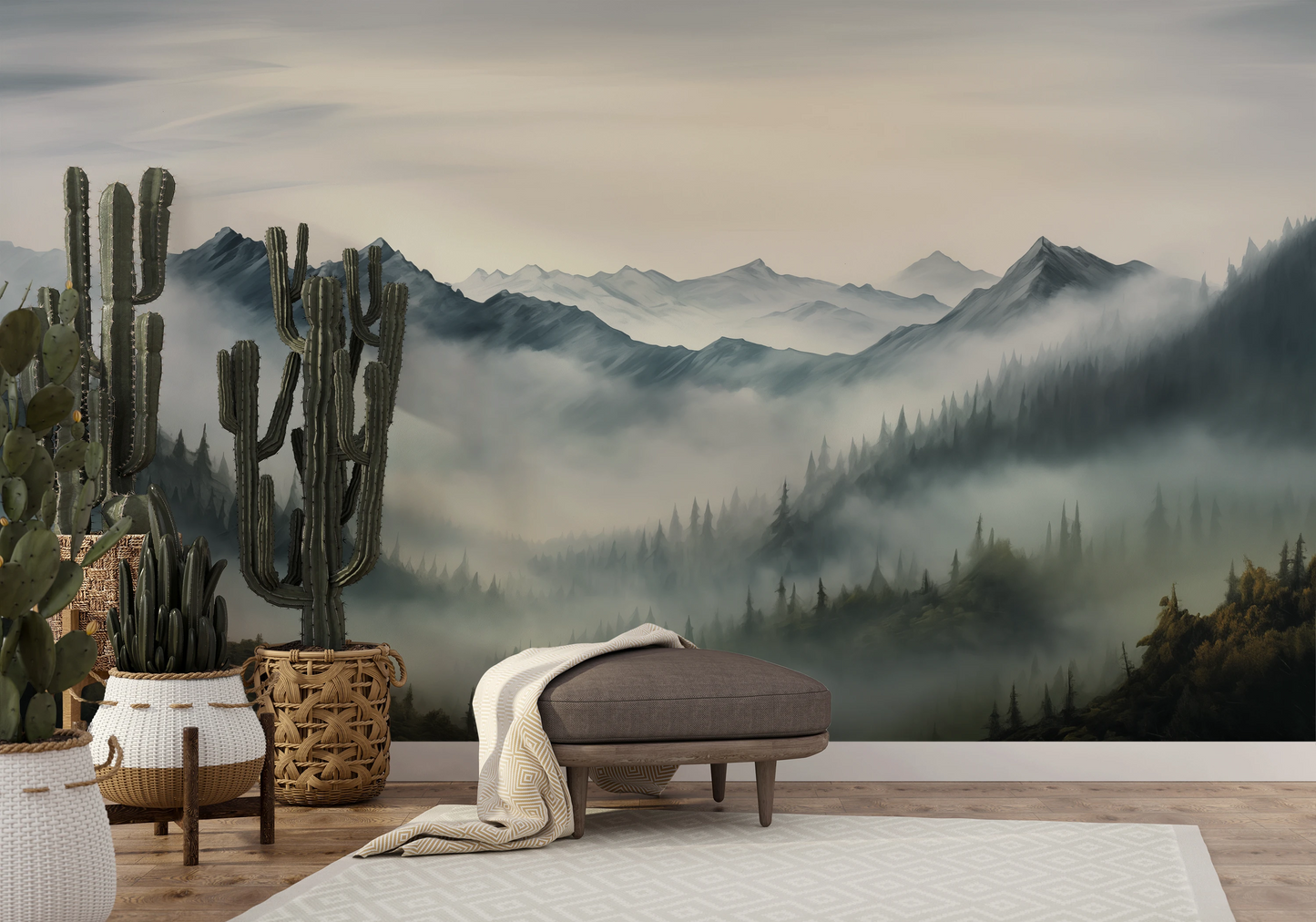 Wzór fototapety o nazwie Tranquil Dawn pokazanej w kontekście pomieszczenia.