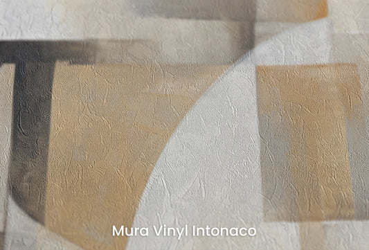 Zbliżenie na artystyczną fototapetę o nazwie Soft Geometry #3 na podłożu Mura Vinyl Intonaco - struktura tartego tynku.