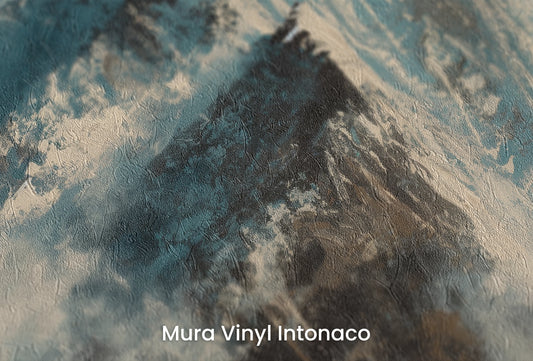 Zbliżenie na artystyczną fototapetę o nazwie Icy Ascent na podłożu Mura Vinyl Intonaco - struktura tartego tynku.