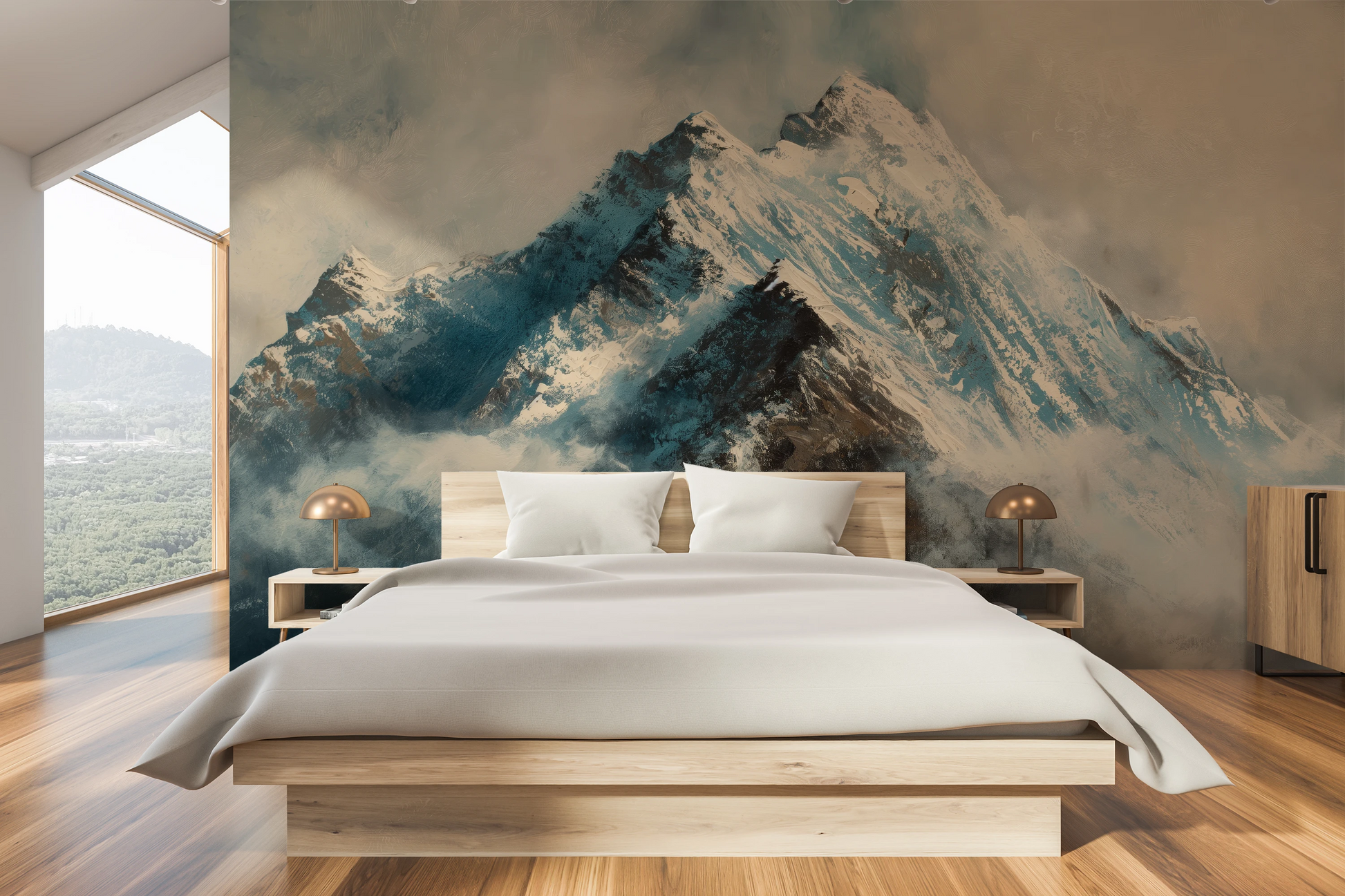 Fototapeta malowana o nazwie Icy Ascent pokazana w aranżacji wnętrza.