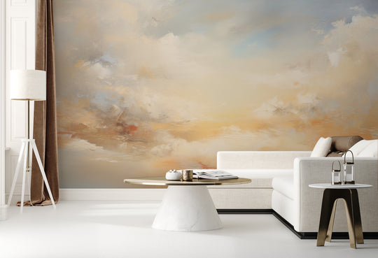 Wzór fototapety artystycznej o nazwie SUNSET SERENITY CANVAS pokazanej w aranżacji wnętrza.