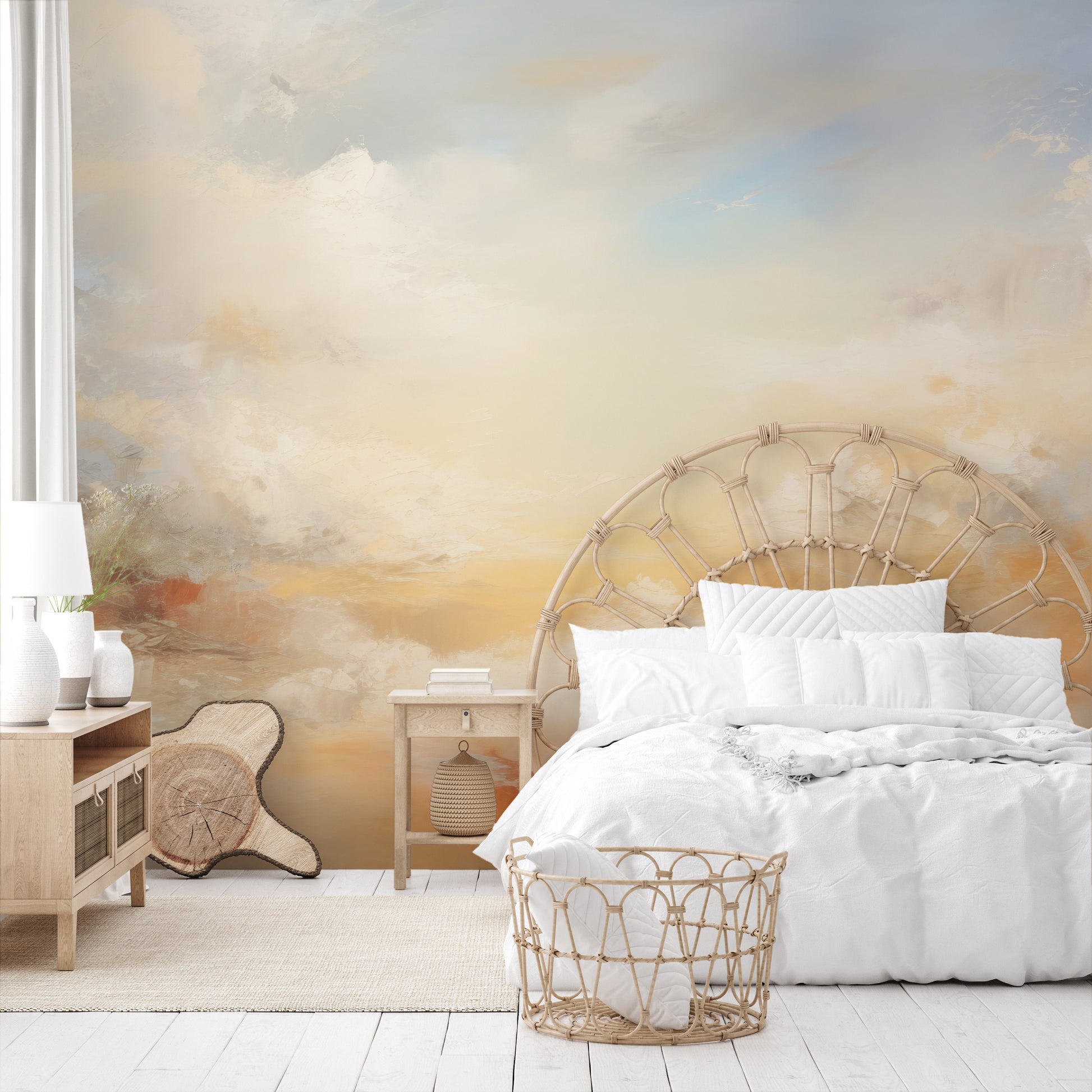 Wzór fototapety o nazwie SUNSET SERENITY CANVAS pokazanej w kontekście pomieszczenia.