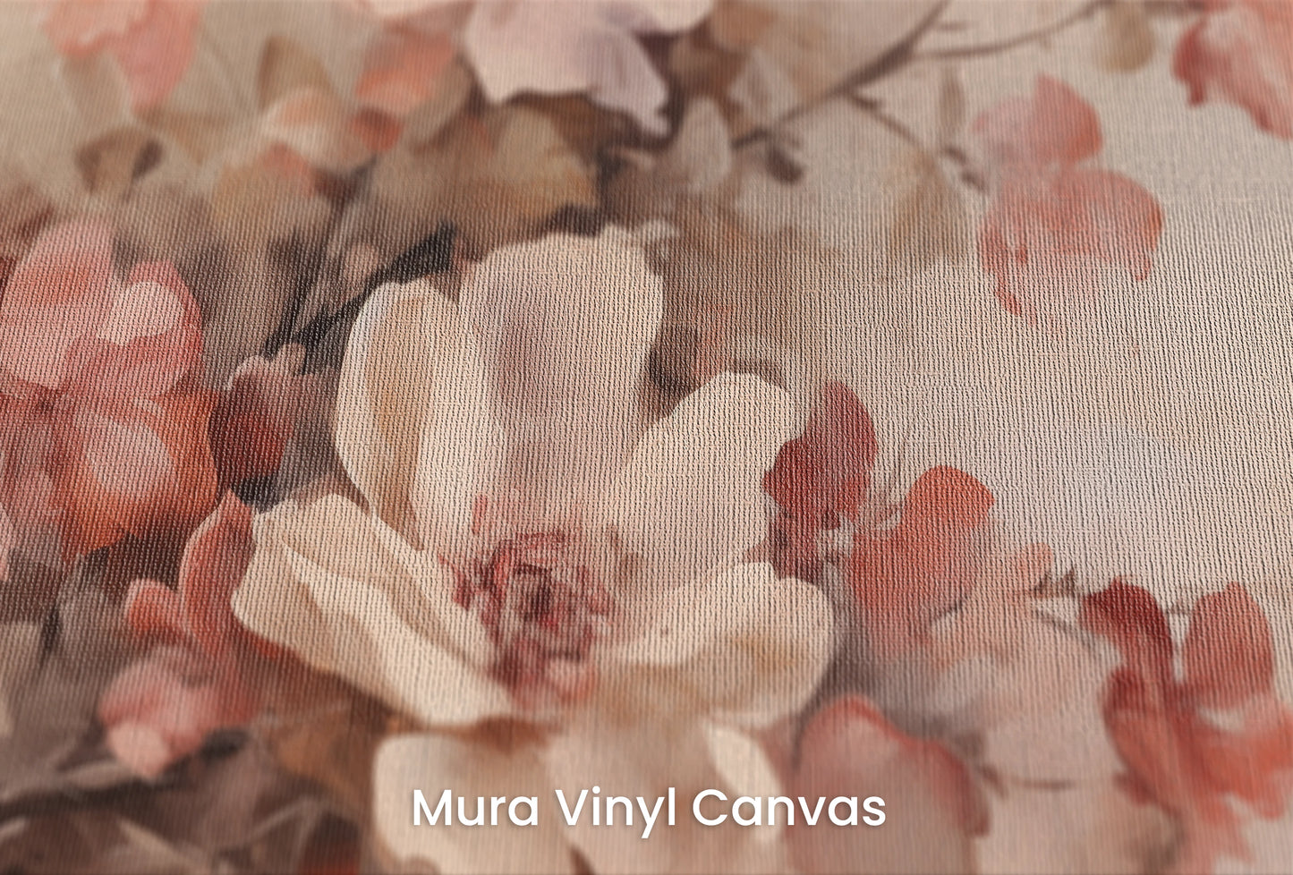 Zbliżenie na artystyczną fototapetę o nazwie Vintage Garden Charm na podłożu Mura Vinyl Canvas - faktura naturalnego płótna.
