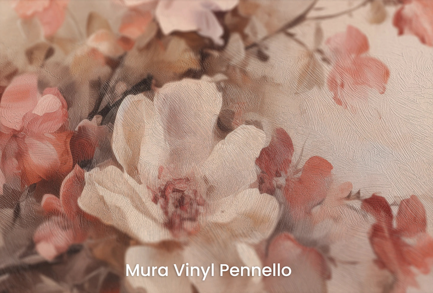 Zbliżenie na artystyczną fototapetę o nazwie Vintage Garden Charm na podłożu Mura Vinyl Pennello - faktura pociągnięć pędzla malarskiego.