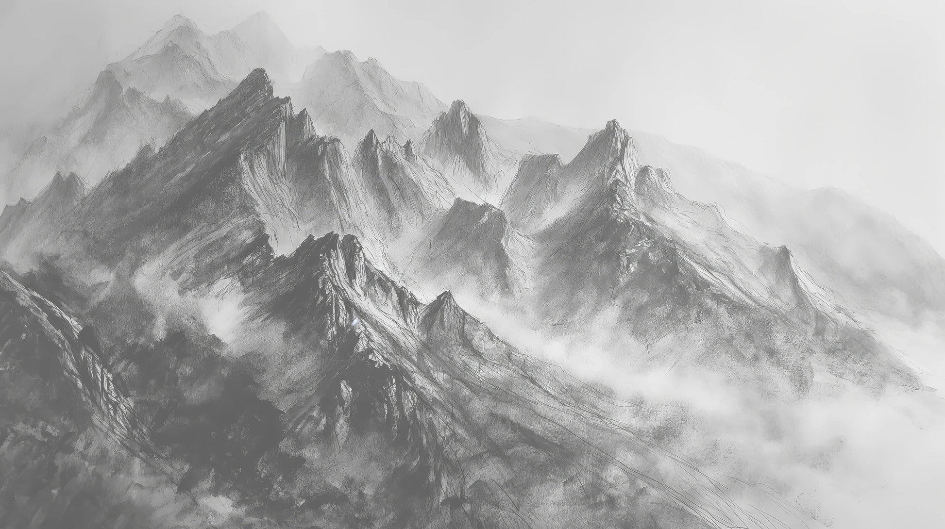 Prezentacja całego wzoru fototapety o nazwie Graphite Peaks