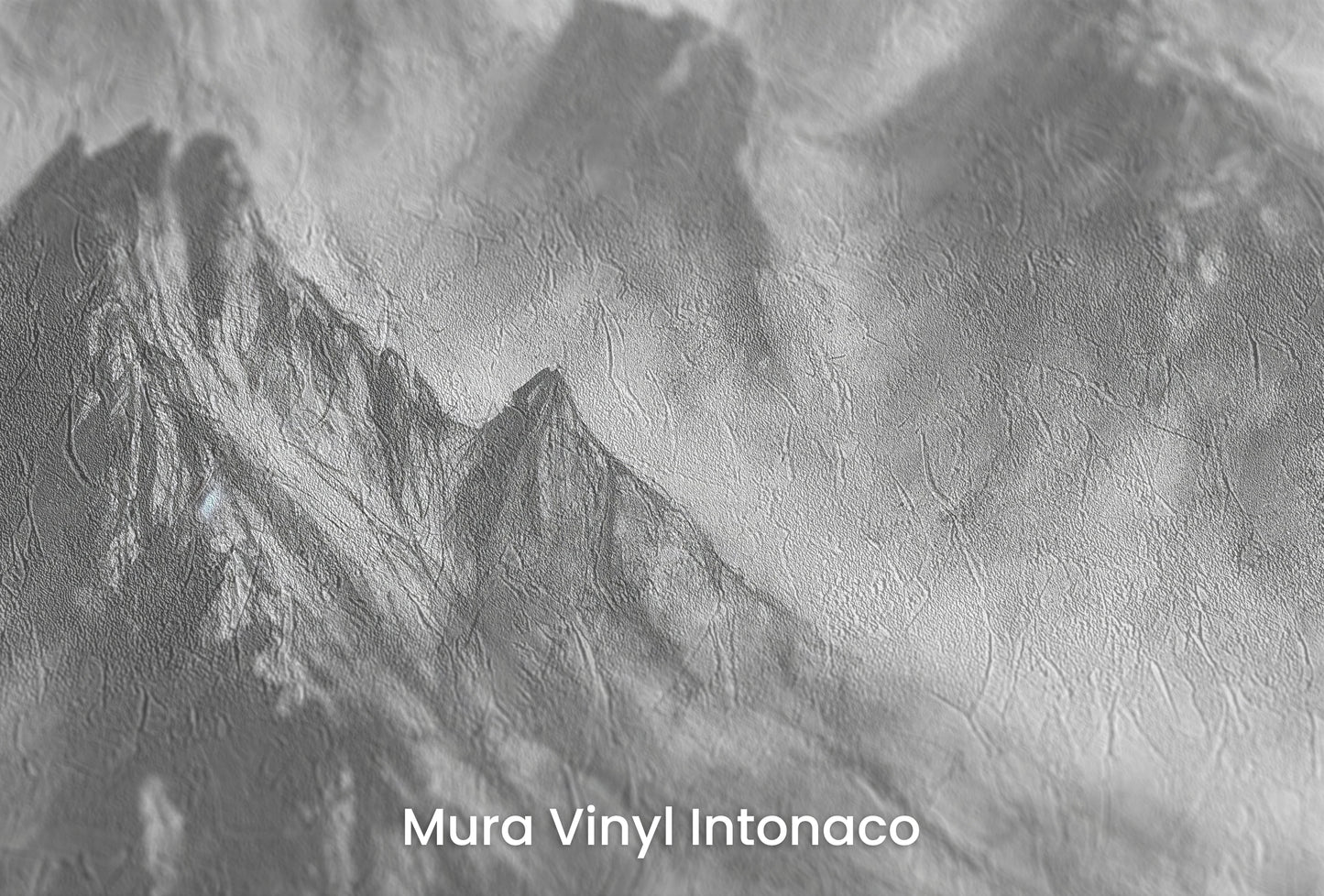 Zbliżenie na artystyczną fototapetę o nazwie Graphite Peaks na podłożu Mura Vinyl Intonaco - struktura tartego tynku.