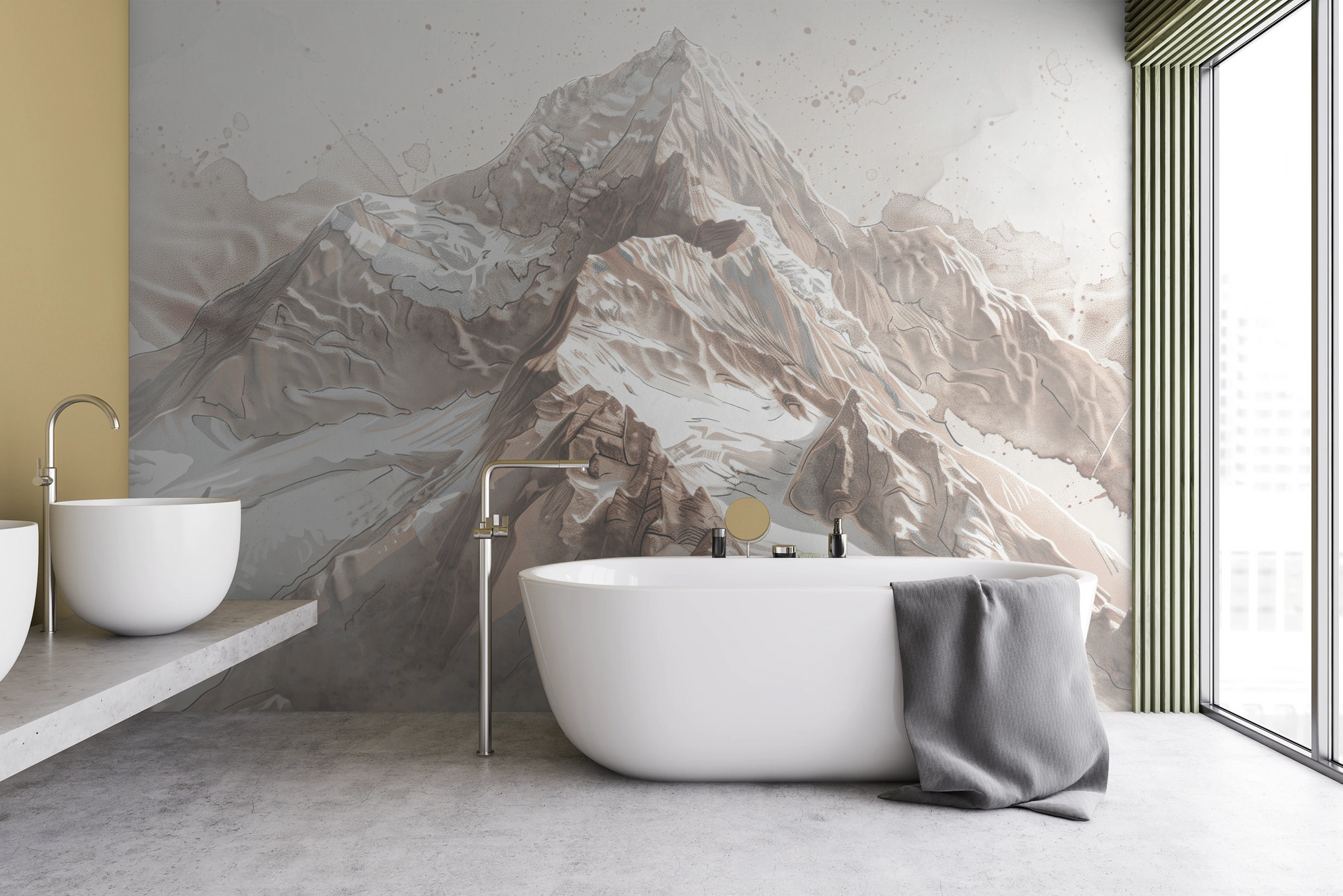 Fototapeta o nazwie Sepia Alpine Grandeur użyta w aranzacji wnętrza.