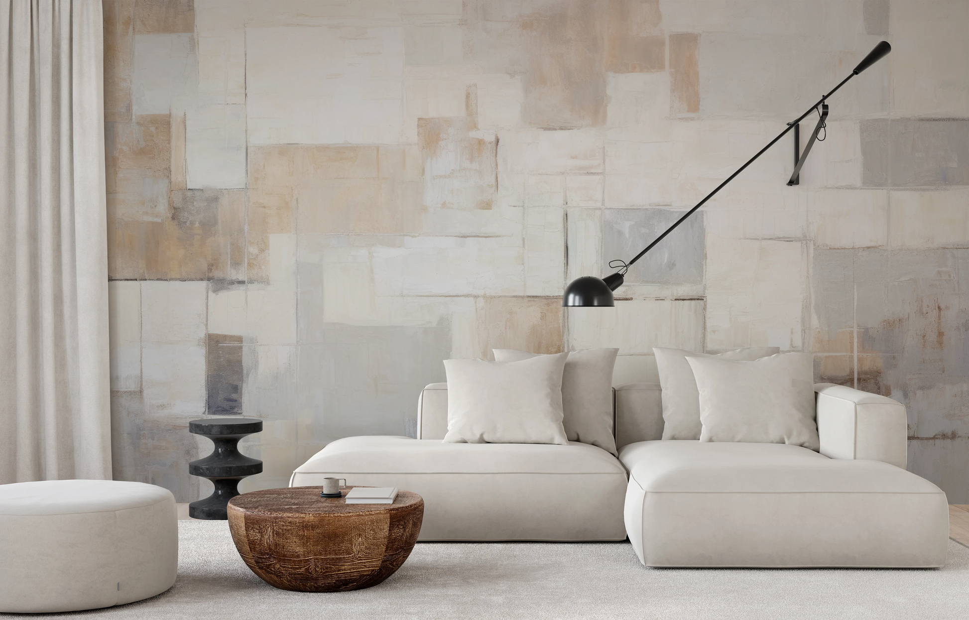 Wzór fototapety o nazwie Mosaic Canvas pokazanej w kontekście pomieszczenia.
