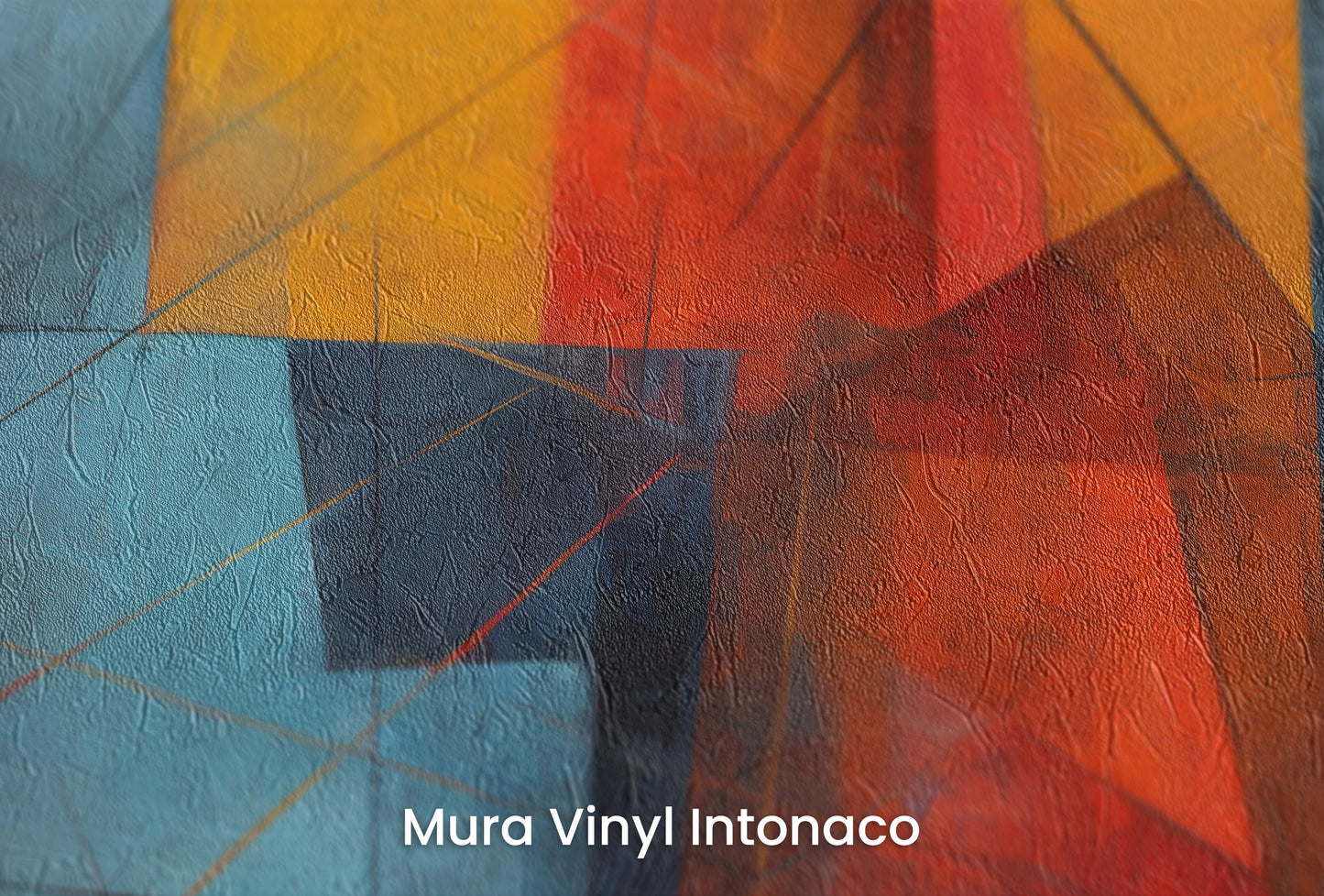 Zbliżenie na artystyczną fototapetę o nazwie Abstract Dynamics #2 na podłożu Mura Vinyl Intonaco - struktura tartego tynku.