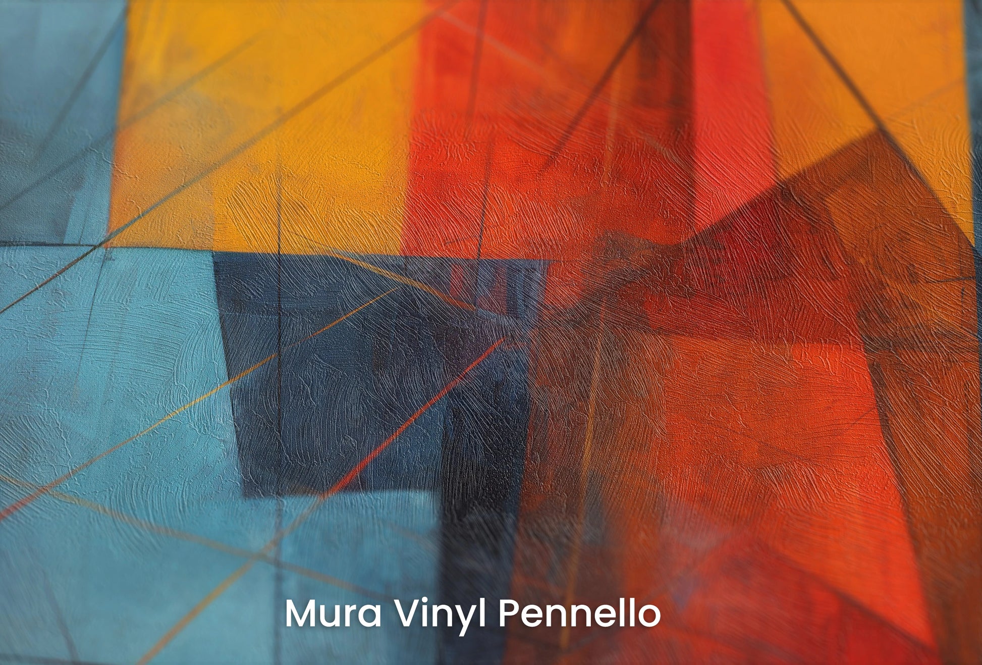 Zbliżenie na artystyczną fototapetę o nazwie Abstract Dynamics #2 na podłożu Mura Vinyl Pennello - faktura pociągnięć pędzla malarskiego.