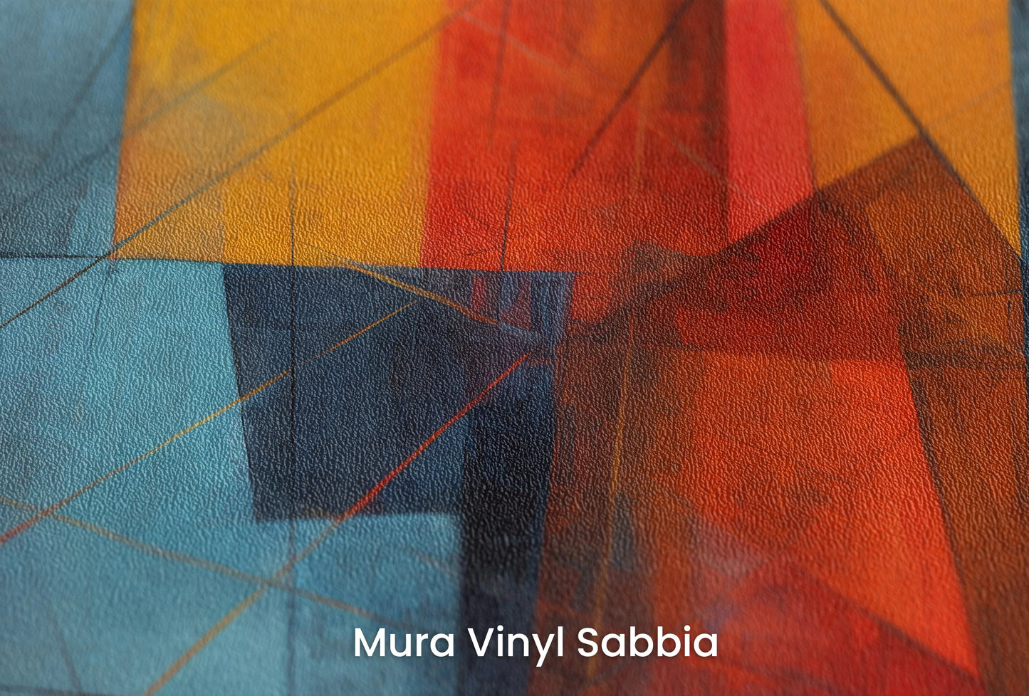 Zbliżenie na artystyczną fototapetę o nazwie Abstract Dynamics #2 na podłożu Mura Vinyl Sabbia struktura grubego ziarna piasku.