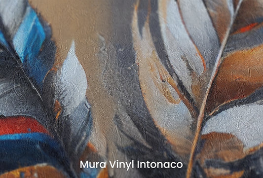 Zbliżenie na artystyczną fototapetę o nazwie Sapphire Accent na podłożu Mura Vinyl Intonaco - struktura tartego tynku.