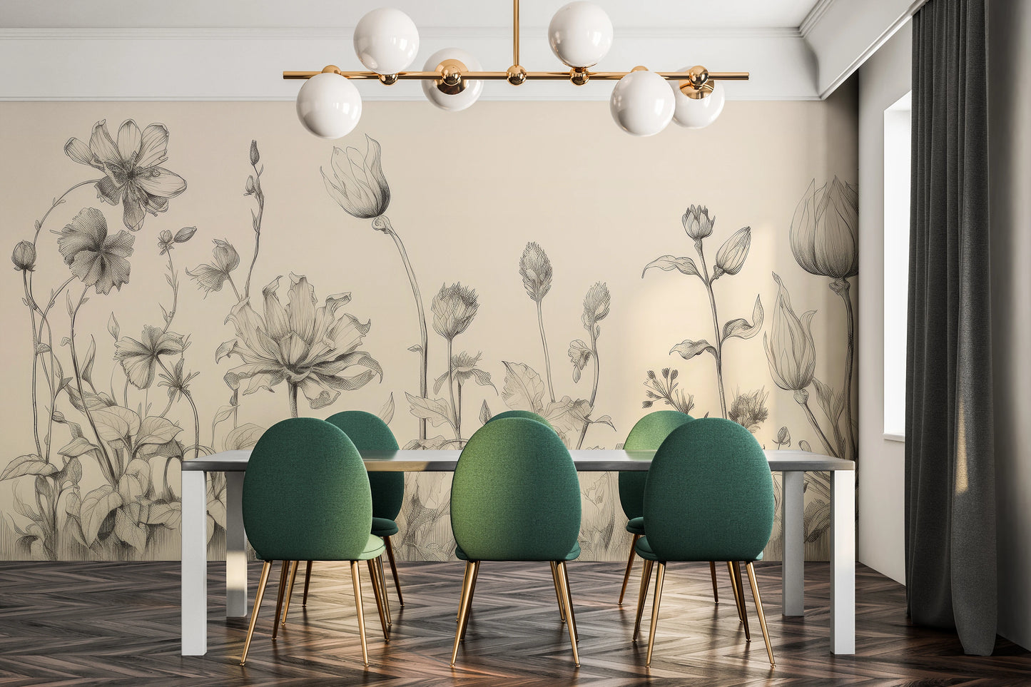 Fototapeta artystyczna o nazwie Gentle Tulips pokazana w aranżacji wnętrza.