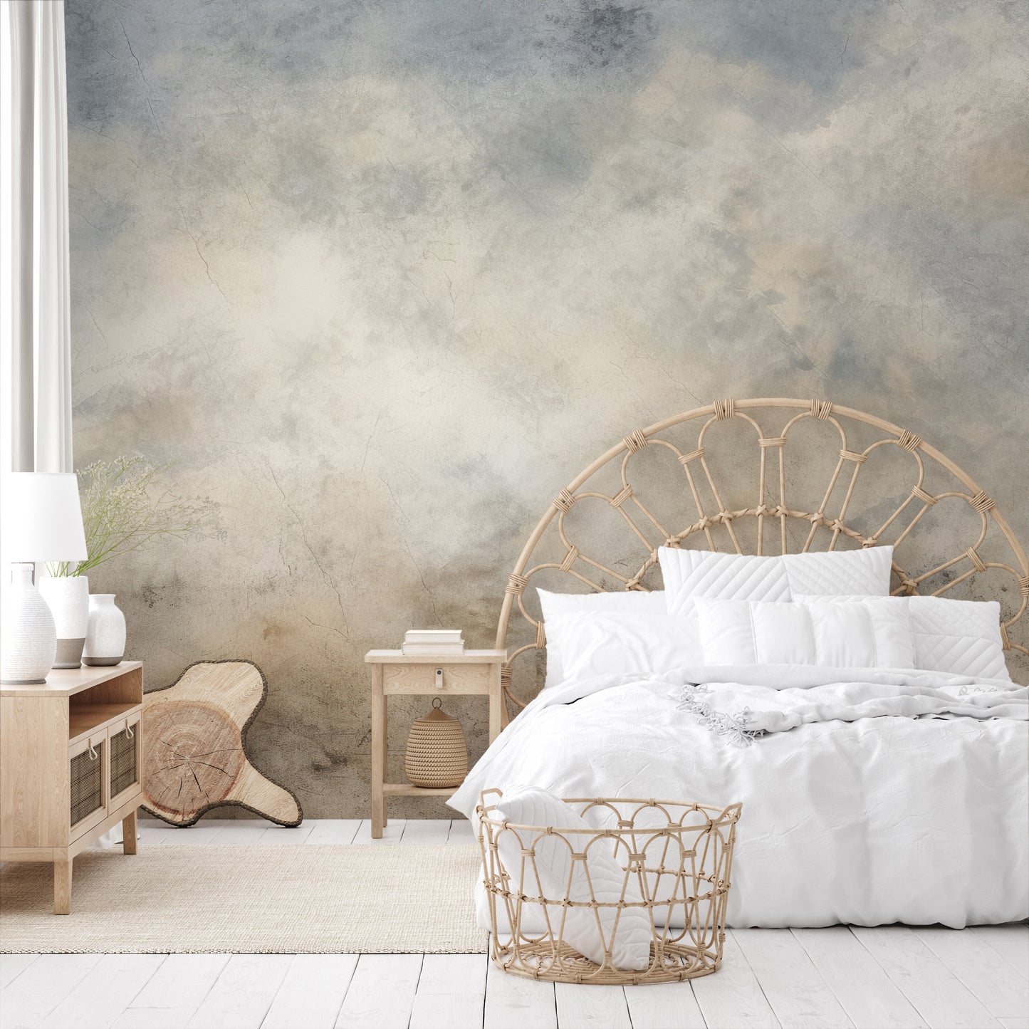 Wzór fototapety artystycznej o nazwie ANTIQUE CLOUD TAPESTRY pokazanej w aranżacji wnętrza.