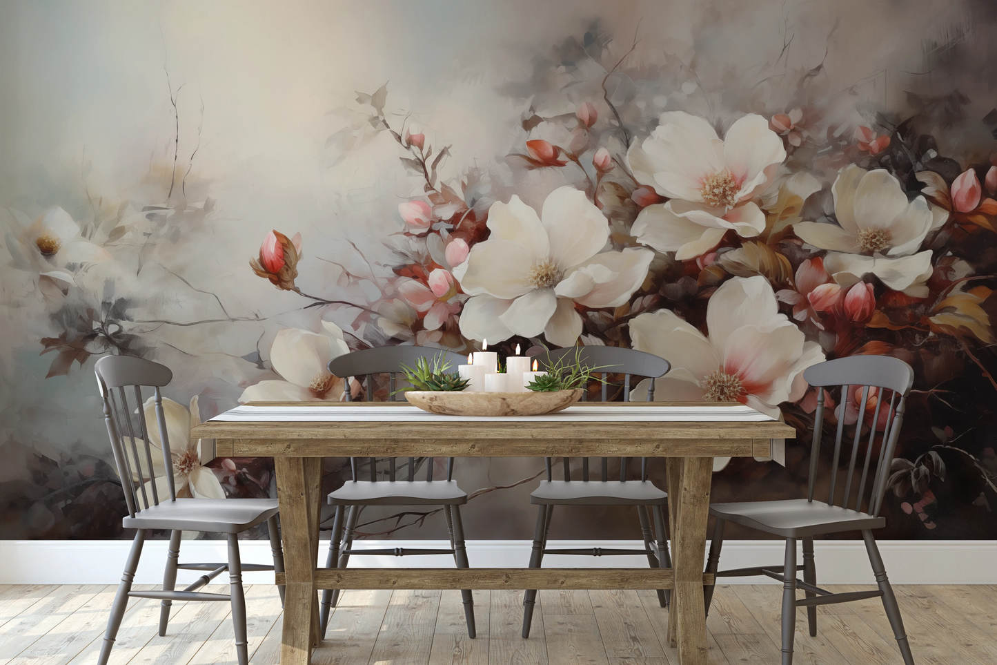 Fototapeta o nazwie Misty Blossom Haze użyta w aranzacji wnętrza.
