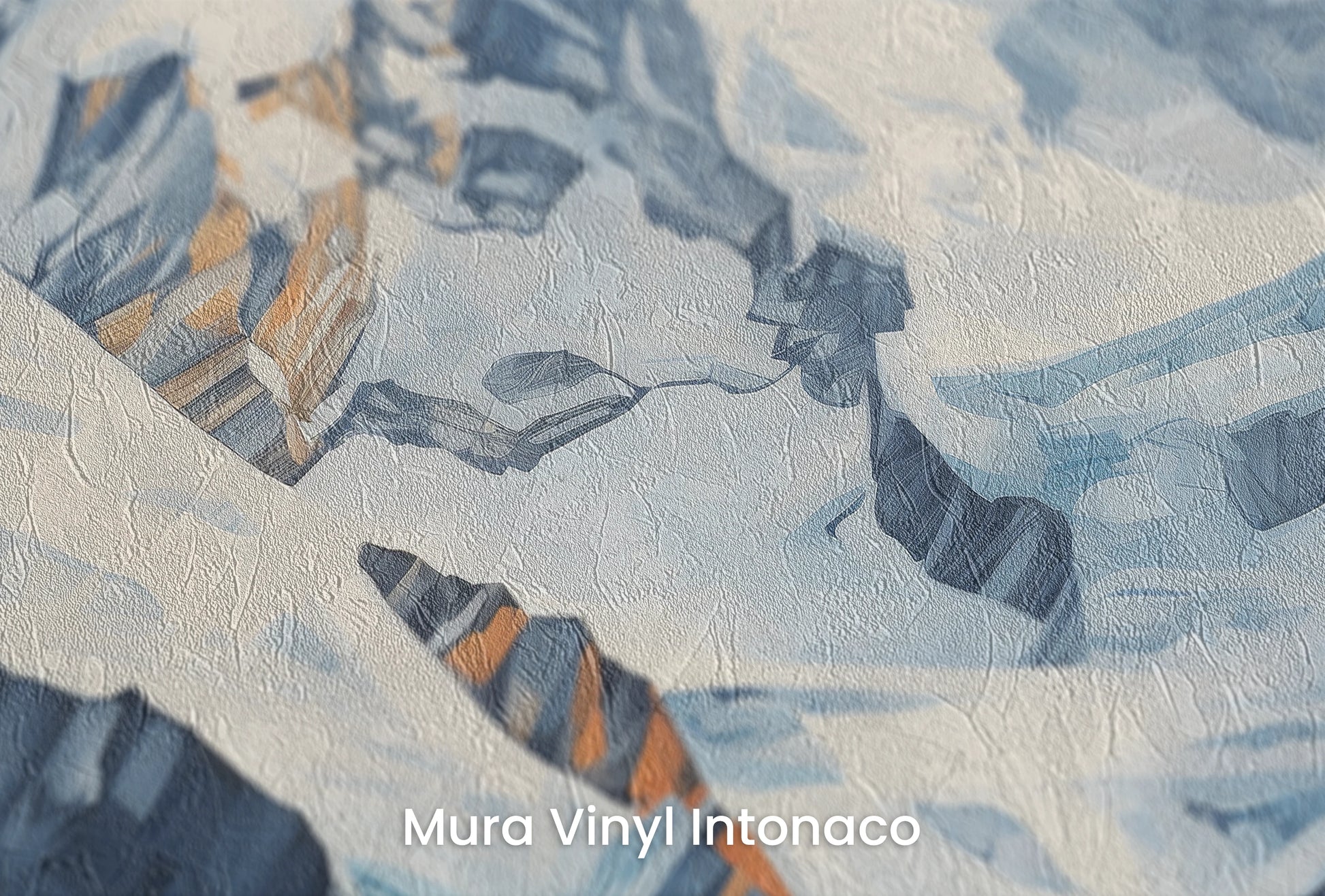 Zbliżenie na artystyczną fototapetę o nazwie Crystalline Heights na podłożu Mura Vinyl Intonaco - struktura tartego tynku.