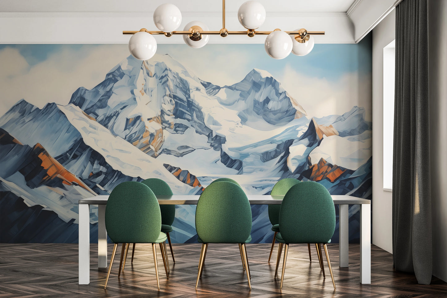 Wzór fototapety o nazwie Crystalline Heights pokazanej w kontekście pomieszczenia.