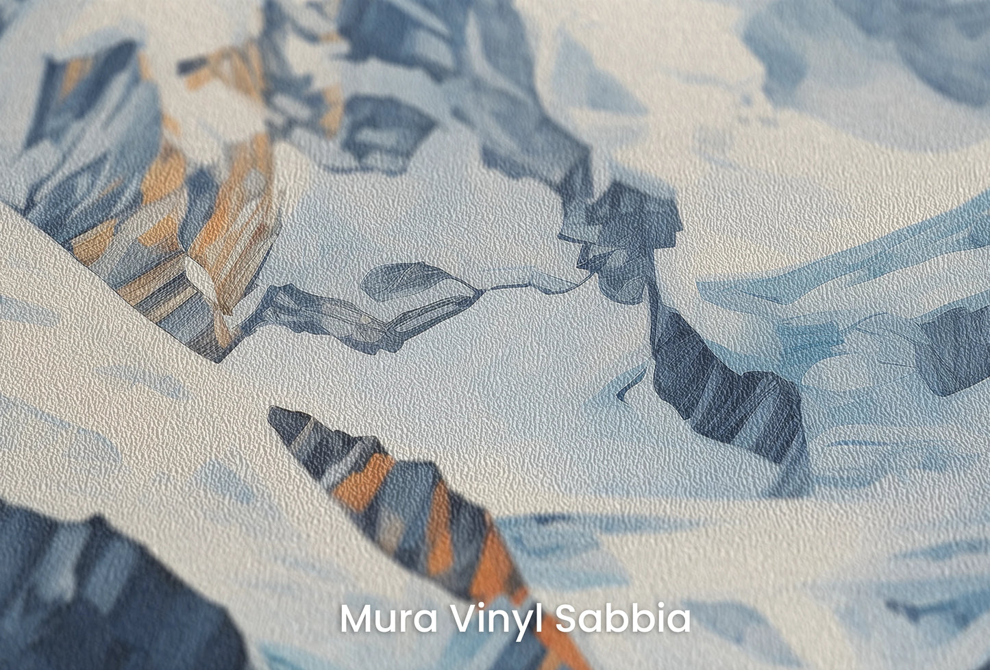 Zbliżenie na artystyczną fototapetę o nazwie Crystalline Heights na podłożu Mura Vinyl Sabbia struktura grubego ziarna piasku.