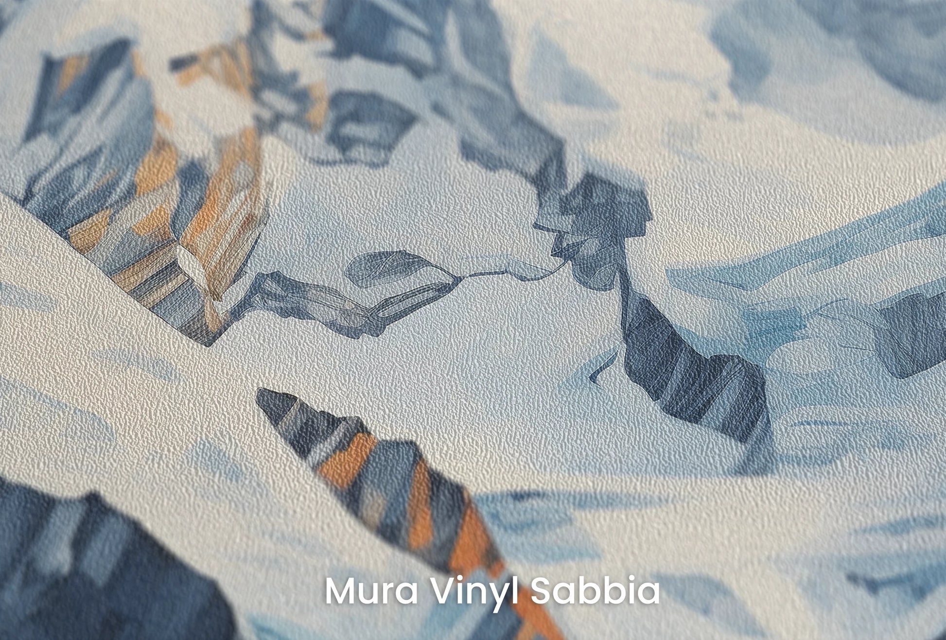 Zbliżenie na artystyczną fototapetę o nazwie Crystalline Heights na podłożu Mura Vinyl Sabbia struktura grubego ziarna piasku.