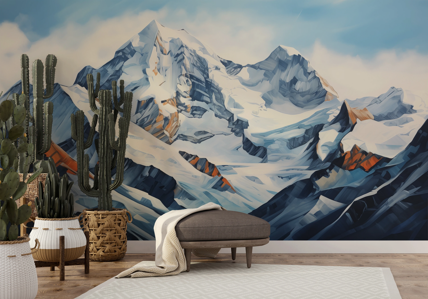 Fototapeta artystyczna o nazwie Crystalline Heights pokazana w aranżacji wnętrza.