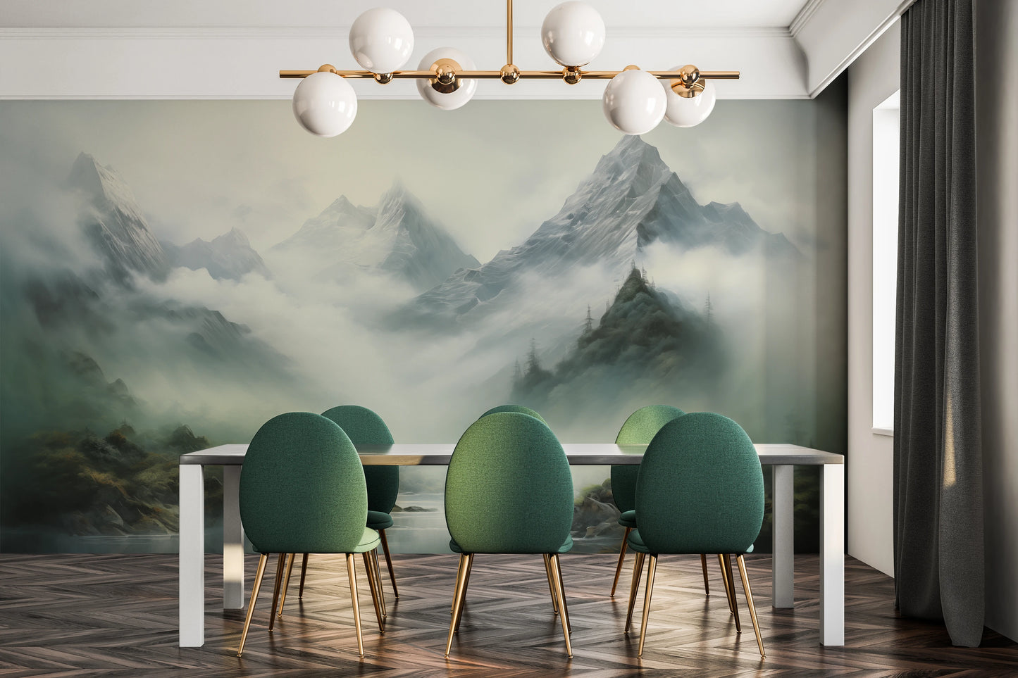 Fototapeta malowana o nazwie Enchanted Valley pokazana w aranżacji wnętrza.