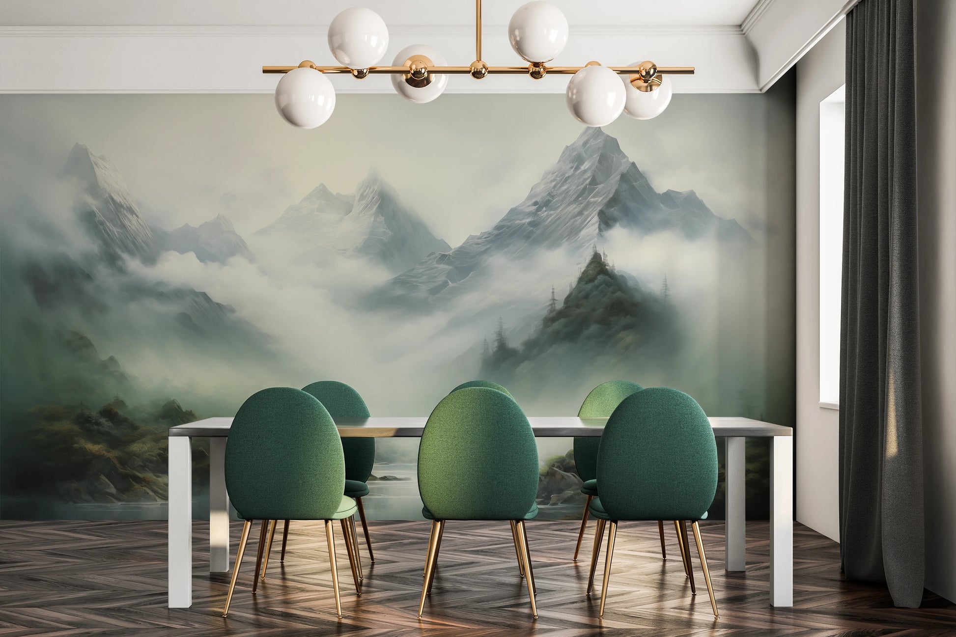 Fototapeta malowana o nazwie Enchanted Valley pokazana w aranżacji wnętrza.