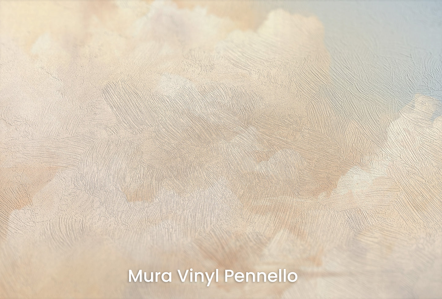Zbliżenie na artystyczną fototapetę o nazwie CELESTIAL AMBER CASCADE na podłożu Mura Vinyl Pennello - faktura pociągnięć pędzla malarskiego.