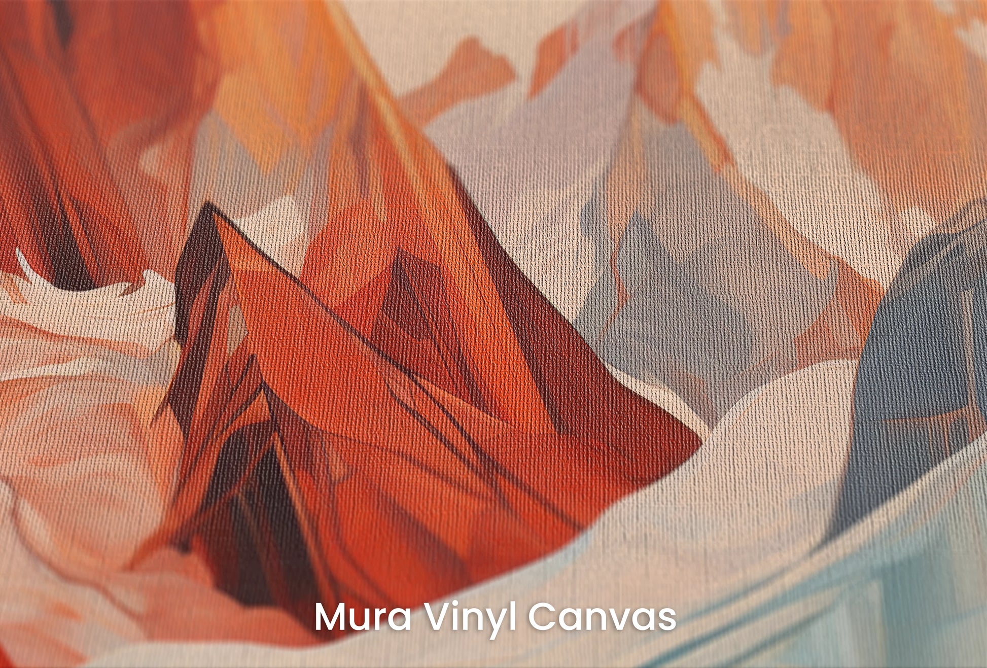 Zbliżenie na artystyczną fototapetę o nazwie Geometric Glaciers na podłożu Mura Vinyl Canvas - faktura naturalnego płótna.
