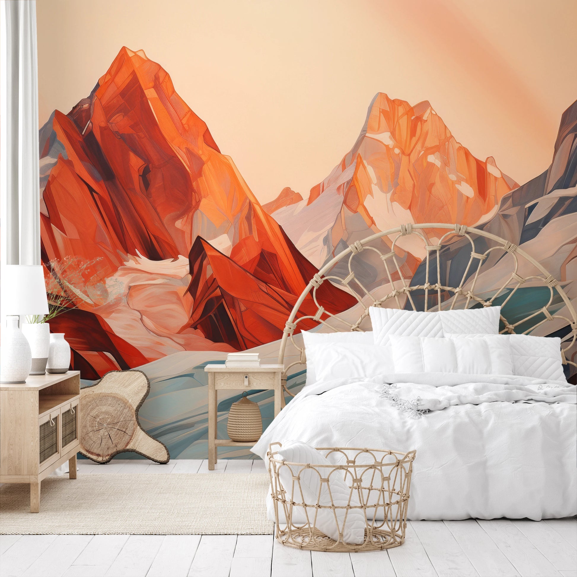 Wzór fototapety o nazwie Geometric Glaciers pokazanej w kontekście pomieszczenia.