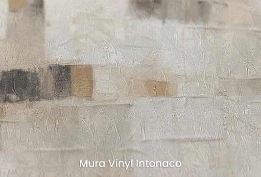 Zbliżenie na artystyczną fototapetę o nazwie Harmony in Neutrals na podłożu Mura Vinyl Intonaco - struktura tartego tynku.