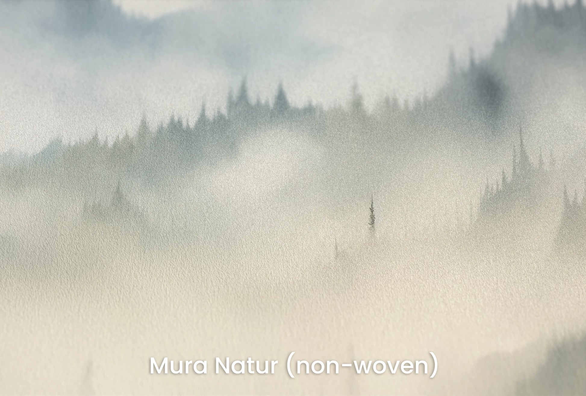 Zbliżenie na artystyczną fototapetę o nazwie Misty Mountain Layers na podłożu Mura Natur (non-woven) - naturalne i ekologiczne podłoże.